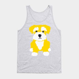 Sweet Yellow Miniature Schnauzer Puppy on A Pink Background Tank Top